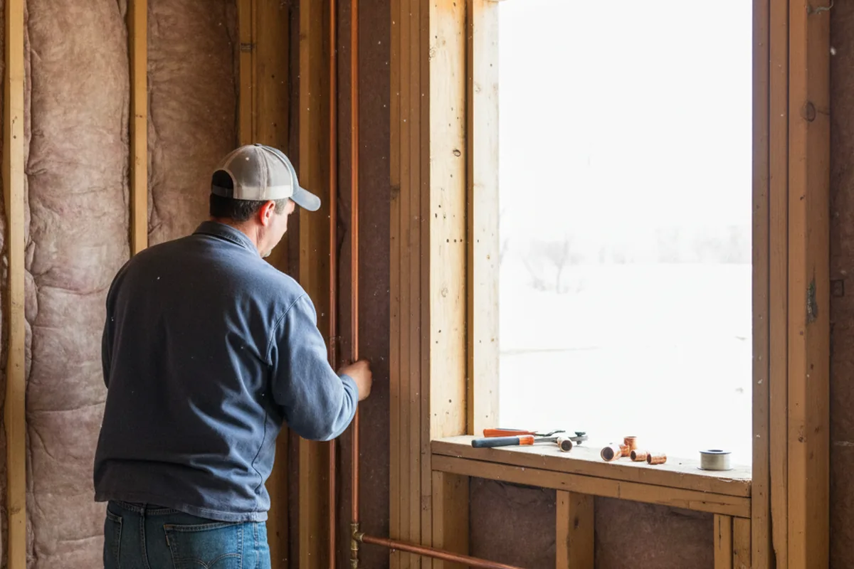 Licensed plumber running new copper supply lines in a Caneyville home