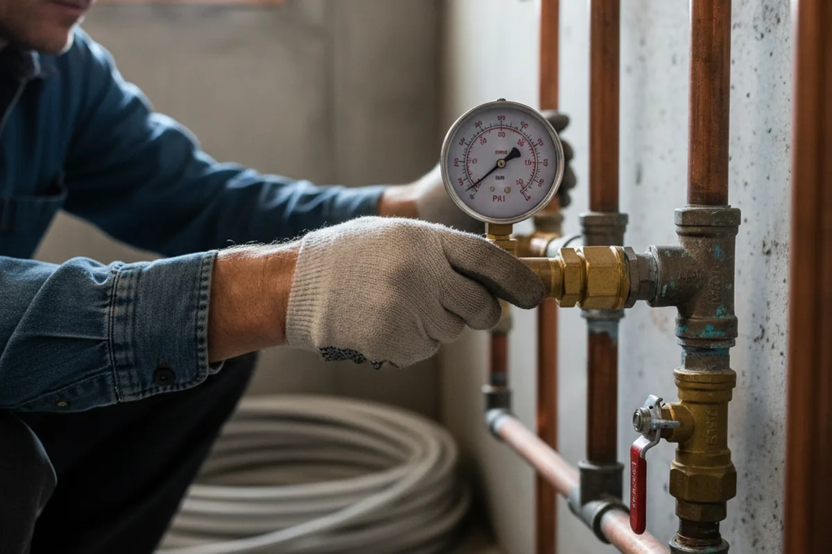 Pressure testing a repaired line during Water Line Repair in Caneyville